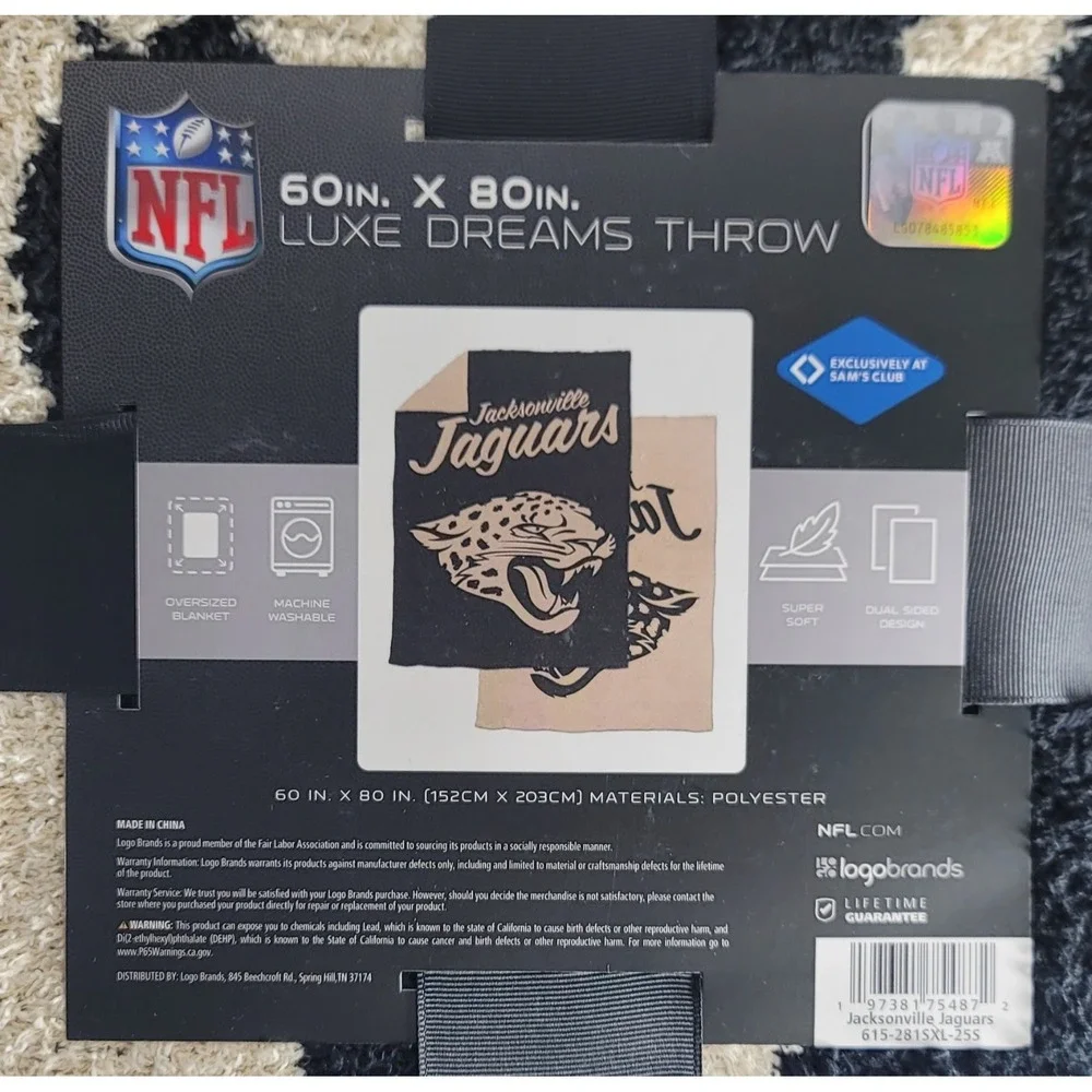 Logo‎ Brands Jacksonville Jaguars Luxe Dreams Throw, 60